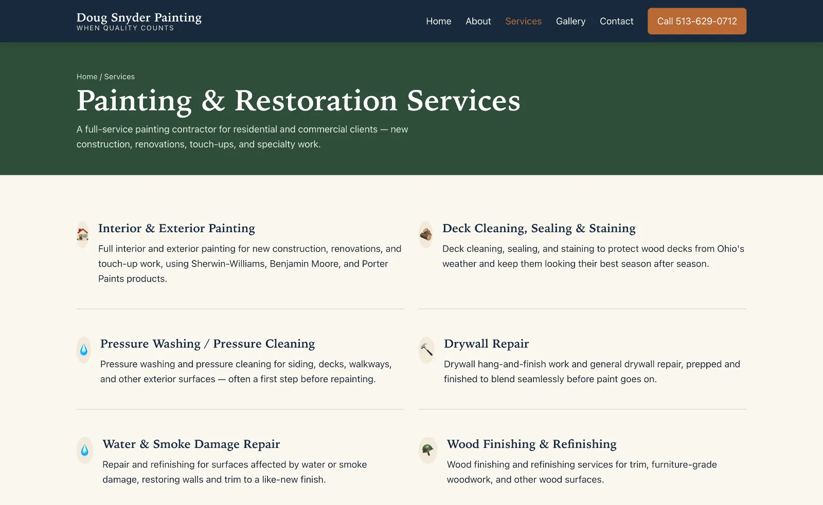 Doug Snyder Painting concept — Services page